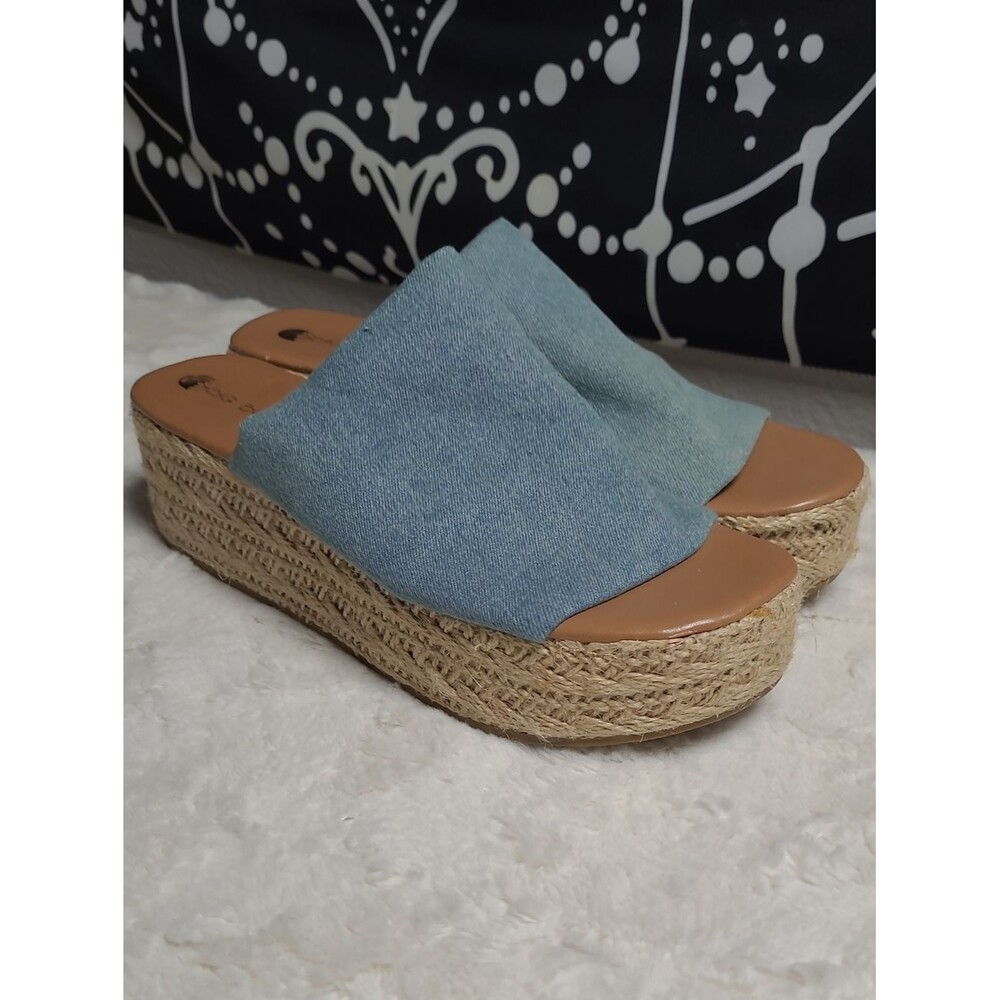 Big Buddha Sandal Slip On Espadrille Women 7 Blue Boho Festival Y2k